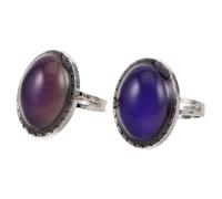 TEMPNAP Anelli Regolabili Vintage Pietra Antica Ovale Set da 2 Anelli dell'Umore per Donne per Eventi e Uso Quotidiano Impilabile