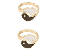 TEMPNAP Anello Regolabile Aperto in Lega di Ferro Design Tai Ji Yin Yang e Trigrammi, 2 Pezzi Vintage Dorati, Elegante e Confortevole per Tutte le Stagioni