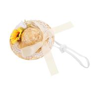 TEMPNAP Cappello Miniaturizzato per Bambole con Decorazione Fiocco e Fiore Finto Accessorio Estivo per Outfit da Festa Cappello Rattan per Momenti Speciali e Fotografie