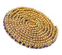 TEMPNAP Catena Decorativa di Strass Azzurra in Lega e Vetro per Accessori Fai da Te, 3 Pezzi per Borse e Abbigliamento Funzione Incolla