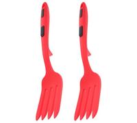 TEMPNAP Forchetta da Cucina in Silicone Rosso 2 Pezzi, Forchetta Ergonomica per Pasta e Noodles, Lavabile e Antiaderente, Utensile Pratico per Casa, Ristorante e Campeggio