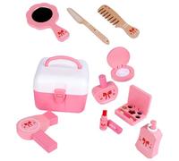 TEMPNAP Kit Trucco Giocattolo per Bambine in Plastica e Legno Rosa, Gioco Interattivo per Sviluppare Coordinazione Visiva e Cognizione del Colore in Casa