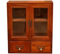 TEMPNAP Mobiletto Portaoggetti Vintage in Legno Ripiani e Cassetti, Organizer da Tavolo per Articoli di Cancelleria e Statuette, Soluzione Pratica per Casa e Ufficio