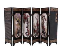 TEMPNAP Paravento Decorativo Pannello Divisorio Mini Stile Cinese Antico in Legno Complemento Rustico Nero per Decorazioni Casa e Scena Micro Cinese
