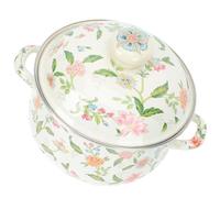 TEMPNAP Pentola Smaltata Doppio Manico da 22 Cm, Pentolino per Latte e Zuppe Coperchio, Utensile da Cucina per Fornelli a Gas e Piani Cottura, per Salse e Alimenti