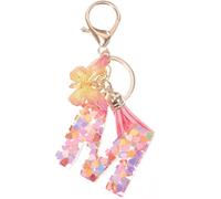 TEMPNAP Portachiavi Lettera Iniziale Charm Cuore Inglese e Farfalla Taglia M per Borsa e Zaino Ragazza Donna