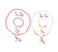 TEMPNAP Set 10 Gioielli Unicorno Per Bambine 4-6 Anni Collane, Braccialetti, Orecchini e Cordini Per Chioma Color Rosa e Rosa Acceso, Accessori Per Feste e Regali Per Ragazze