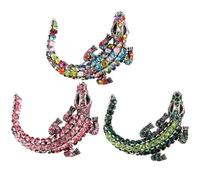 TEMPNAP Set 3 Spille da Uomo in Lega con Cristalli a Forma di Coccodrillo, Spilla Creativa Resistente che Non Scolorisce, per Abiti Eleganti e Casual