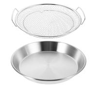 TEMPNAP Set da 1 Vassoio Drenante in Rete e Cestello Filtrante in Acciaio Inox 26 Cm con Manico, Vaschetta Scolapasta per Olio da Cucina, Colino per Fritti Domestico ad Alta Capacità