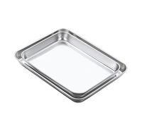 TEMPNAP Vassoi per Alimenti in Acciaio Inossidabile 2 Pezzi, Piatti Quadrati Profondi per Barbecue e Feste, Contenitori Cucina Resistenti Dimensioni Medie 26,5x15,5cm e 22,7x14,7cm