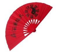 TEMPNAP Ventaglio Tradizionale Cinese Pieghevole in Raso Caratteri su bambù, Ventilatore Decorativo Leggero per Danza e Spettacoli, Accessorio per Appassionati di Balli da Festa