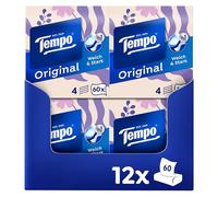 Tempo Confezione da 12 scatole, 60 panni per scatola, extra resistenti, morbidi, lavabili in lavatrice