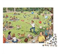 Tempo di frisbee al parco per i cani Puzzle in Legno Impermeabile Puzzles Da 1000 Pezzi Regali Per Adulti Impossibili Giochi Di Impegnativi