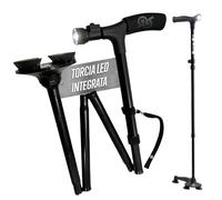 TEMPO DI SALDI Bastone Da Passeggio Pieghevole Con Luce Torcia A Led E Altezza Regolabile