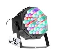 tempo di saldi Faretto LED RGB 36W 17,5 x 17,5 x 10 cm con Sensore Sonoro, 36 Luci Discoteca a Ritmo di Musica con staffa inclusa, Luci Discoteca per Feste in Casa e Spettacoli