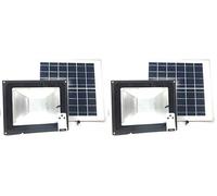 tempo di saldi Faro A Led Da 100W SMD Luce Bianca Con Pannello Solare, Sensore + Telecomando (Confezione da 2)