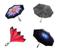 2X Ombrello Inverso Reversibile Antivento Apertura Scatto Al Contrario Pioggia
