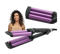 TEMPO DI SALDI Piastra Arricciacapelli professionale a 3 tubi, Max 200°C con Temperature Regolabile 120-160-200°C, Piastra Onde per Capelli per Acconciatura effetto Beach Waves Veloce e Duratura