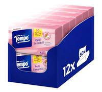 Tempo Fazzoletti Box Pelli Sensibili - 4 Veli - 12 Confezioni da 80 Fazzoletti, 960 Fazzoletti, con olio di mandorla e aloe vera
