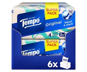 Tempo Fazzoletti originali Duo-Box - Confezione risparmio - 12 scatole, 100 panni per scatola - extra forti e morbidi fazzoletti di carta, lavabili in lavatrice