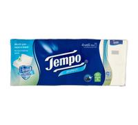 Tempo Fazzoletti Tascabili Protect, 1 confezione da 10 pacchetti da 9 fazzoletti, 4 veli
