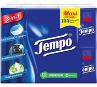 Tempo Fazzoletti Tascabili 4 Veli 144 Pacchetti da 9 Fazzoletti