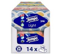 Tempo Light Box - Fazzoletti da taschino, 14 scatole, 70 panni per scatola, morbidi fazzoletti di carta, lavabili in lavatrice