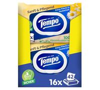 Tempo - Panno umido per WC, 16 unità, Tre veli, multicolore, Dermatologicamente testato