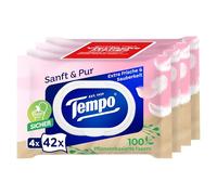 Tempo Salviette umidificate per WC, delicate e pulite, 4 x 42 panni
