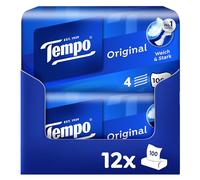 Tempo Scatola di fazzoletti originali, confezione conveniente, 12 scatole, 100 salviette per scatola, fazzoletti di carta extra forti e morbidi, lavabili in lavatrice