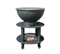 Tempo Style - Barbecue a Legna e Carbone Stromboli | BBQ Tondo in Acciaio Corten da Esterno & da Giardino con Griglia di cottura in Acciaio Inox 316 sp.1cm, Portatile con Ruote (Antracite)