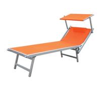 TEMPO STYLE - Lettino Mare Professionale in Alluminio L-Mediterraneo | Tetto Parasole Pieghevole e Textilene, Ideale per Spiaggia, Piscina e Giardino (Terracotta/Bianco)