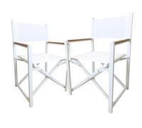 TEMPO STYLE - Set 2 Sedie Regista Pieghevoli Fellini | In Alluminio e Textilene Leggere, Textilene Traspirante | Da esterno, da Giardino, Richiudibile, Verniciata a Polvere | 87 x 56 x 45 | Bianca