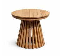 TEMPO STYLE - Tavolino da Caffè Rotondo in Legno Teak Massello BODRUM Ø70 cm | Coffee Table da Esterno per Giardino, Terrazza e Patio | Tavolino Basso di Design con Base Scultorea in Teak Indonesiano
