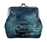 Tempo tempestoso e piovoso Onde Nave d'epoca Vela Pittura a olio Portamonete Portafogli Borse a vintage per regalo