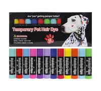 Temporary Dog Hair Dye, 12x Washable Pet Grooming Hair Color, 28x11x2cm Sheltered Temporary Hairpiece Chalk, Non Toxic Painting Pens for Small to Large Dogs, Cats, Horses