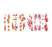 Temporary Stickers - 6-Sheet Long Lasting Decal Party Decorations, 9,7 x 24 cm, 3,82 x 9,45 Inches Red Flame Stickers Temporary For Face | For Children Teens Holiday Halloween Birthday Bonfire