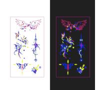 Temporary Tattoos Adult | Glow in Dark Tattoos + UV Stickers for Clubs & GD Concert 2025 | Black Light Reactive,40ps,049K