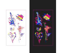 Temporary Tattoos Adult | Glow in Dark Tattoos + UV Stickers for Clubs & GD Concert 2025 | Black Light Reactive,40ps,048J