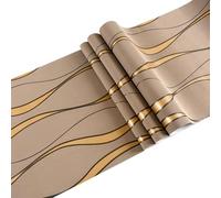 Temporary Wallpaper - Removable Peel Stick Wall Covering, Fashion Glitter Wave Stripe Pattern, Embossed Textured Non Woven Decorative Sheet With Printed Curved Design Modern Interior Wall Film