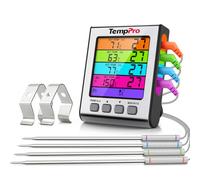 TempPro TP17H 4 Sonde Termometro Da Cucina Digitale con Modalità Timer | Display LCD Termometro Carne per Cottura BBQ Alimenti Manzo Forno Affumicatore Arrosto Griglia Precedentemente ThermoPro