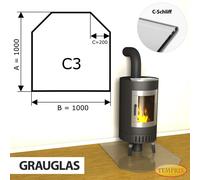 Temprix C3 Piastra Fuoco Antiscintille in Vetro ESG 100 x 100 cm Grauglas 6 mm