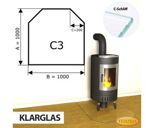 Temprix C3 Piastra Protezione Antincendio 100x100 cm ESG Vetro Trasparente