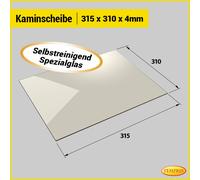 Temprix Kaminglas Vetro Fuoco Auto-pulente 315x310mm Trasparente