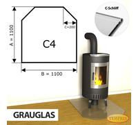 Temprix Piastra Fuoco 110 x110 cm ESG Vetro Grigio Protezione Schermo C3