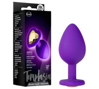 Temptasia M - dildo anale cuore con pietra dorata - medio - silicone viola