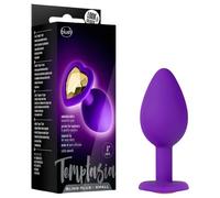 Temptasia S - plug anale con cuore e pietra dorata (viola) - piccolo