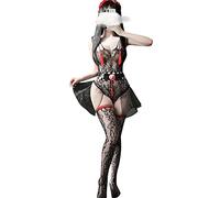 Temptshow Body da donna in rete cosplay vestiti vuoti collant trasparenti in pizzo elastico sexy plus size biancheria intima (nero)