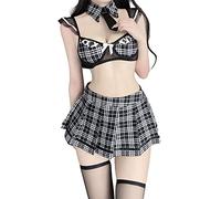 Temptshow Femminile Cosplay Sexy Studentessa Intimo Giapponese Anime Prospettiva Pizzo Studente Indossare Gonna A Pieghe Vestito (carino)