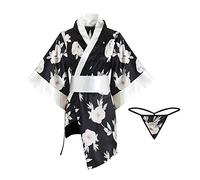 Temptshow Kimono sexy giapponese femminile geisha accappatoio anime cosplay camicia da notte (stampa floreale)
